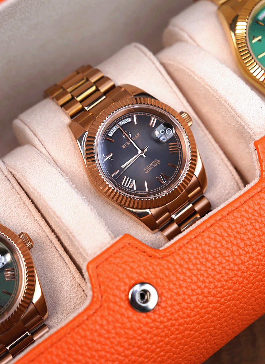 Orange Watch Roll – Three Watches