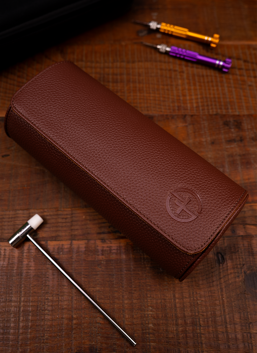 Brown Watch Roll – Three Watches