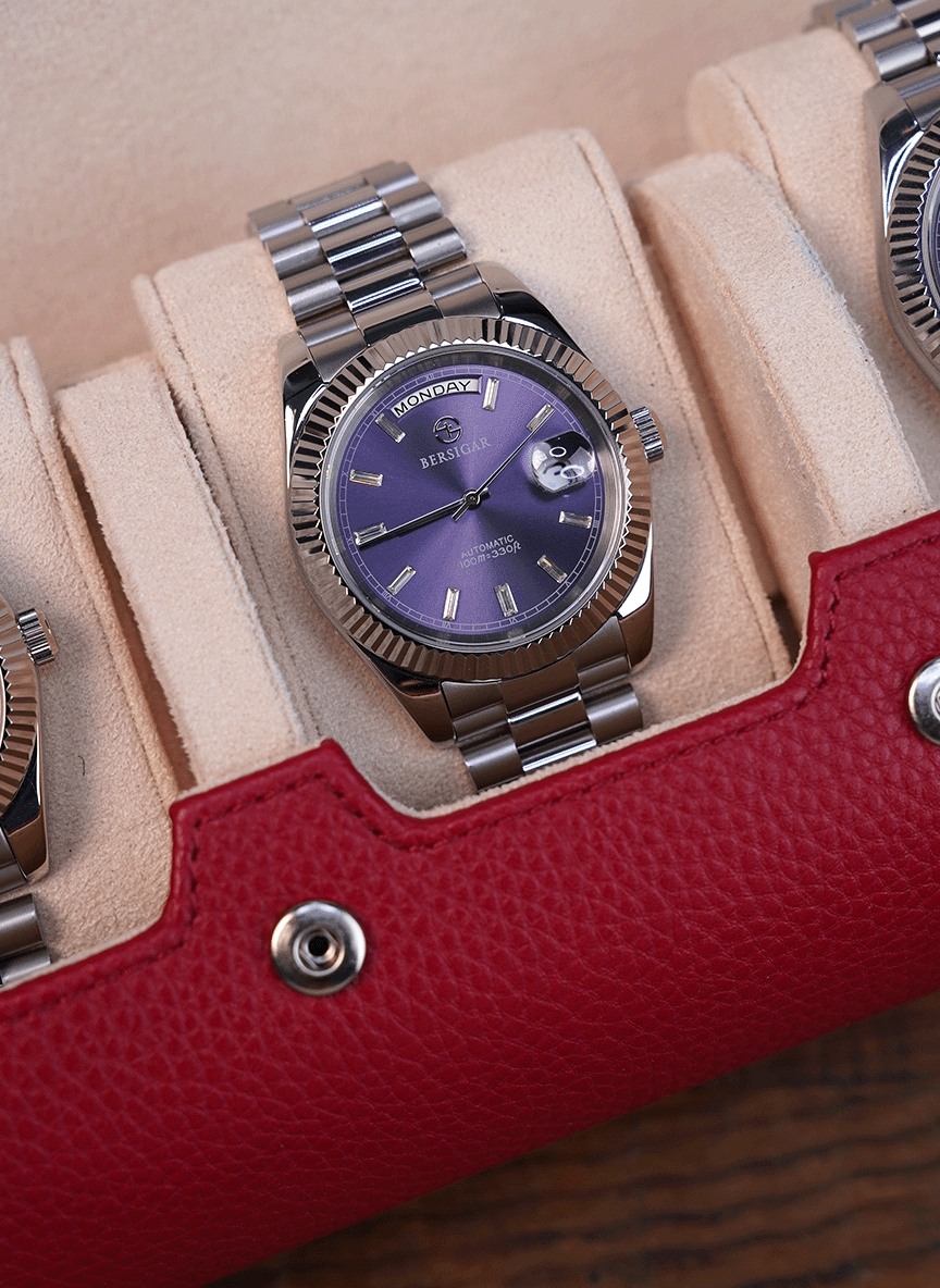 Red Watch Roll – Three Watches