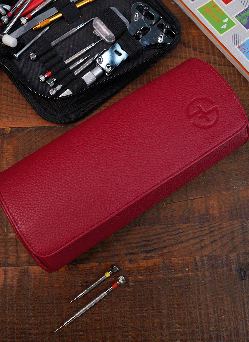 Red Watch Roll – Three Watches