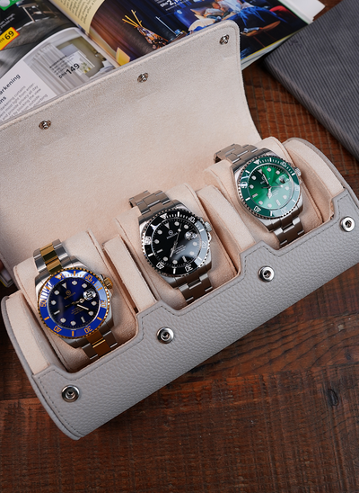 Astuccio grigio per orologi – Tre orologi
