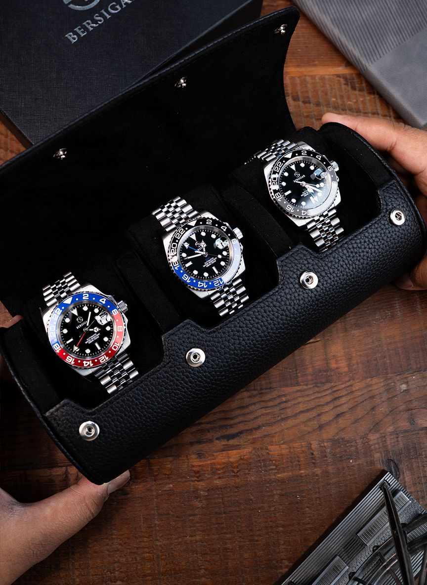 Astuccio nero per orologi – Tre orologi